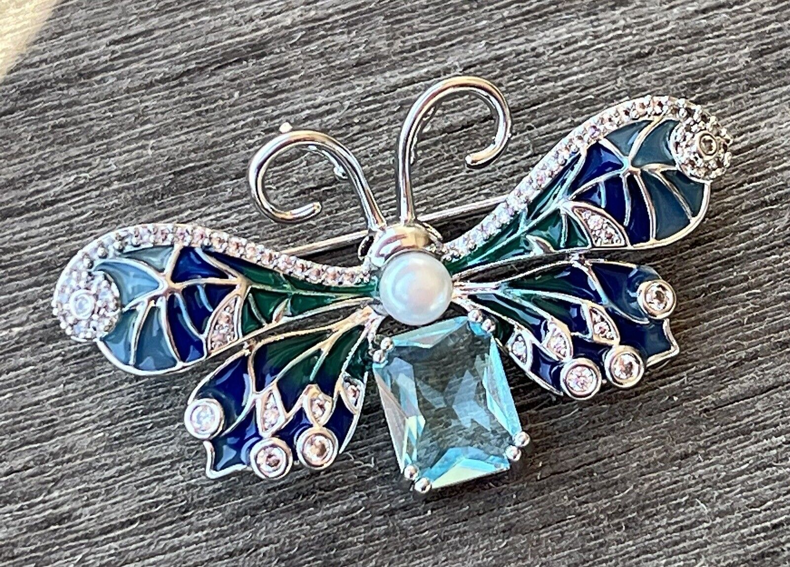 Blue Green Butterfly Insect Bee Bug Crystal Glass… - image 7