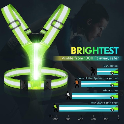LED Warnweste Fahrrad Reflektorweste Laufweste Leuchtweste Reflektierende Weste - Bild 17 von 19