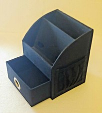 Desk Nightstand Valet Organizer - Black fabric with drawer 2 pouches cell phone