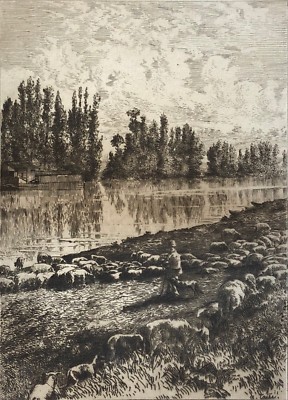 Le berger de Villeneuve la Garenne Alfred TAIEE (1820-?) Cadart print circa 1882