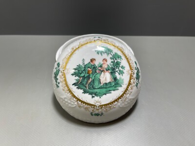 Meissen Dose Neumarseille Watteau-Malerei Kupfergrün Reliefiert Viel Gold 1.Wahl