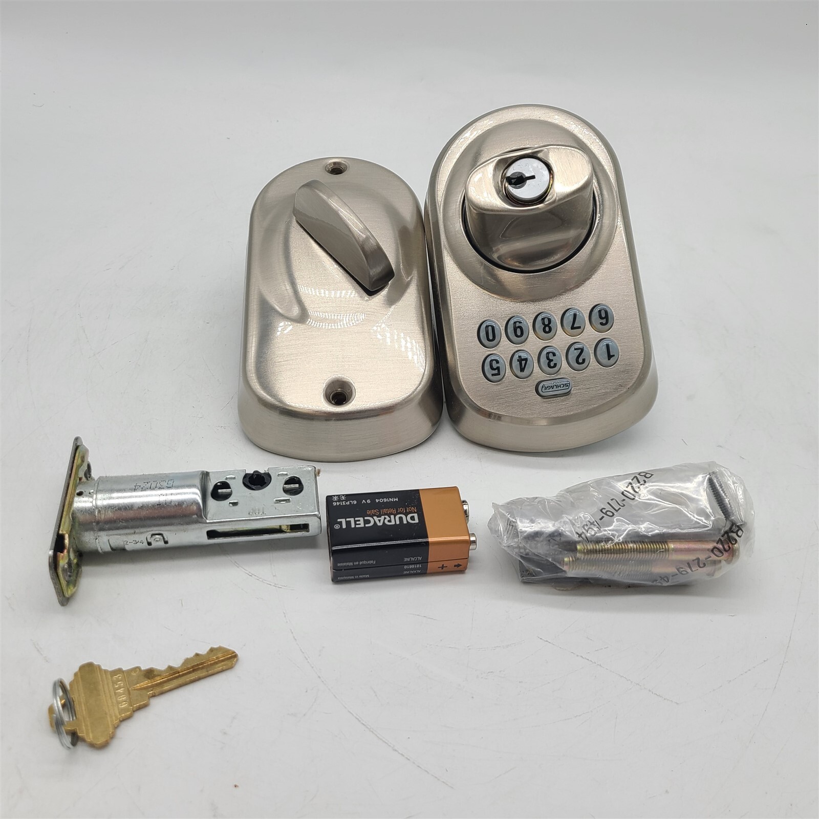 Schlage BE365 Plymouth Keypad Deadbolt Satin Nickel Keyless Entry Lock  -image