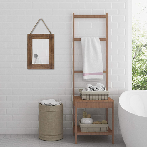 Espejo De Pared Con Marco De Madera Rustica De 16X12 Pulgadas Con Cuerda Marron - 第 3/13 張圖片