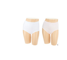 Breezies Set of 2 Nylon Microfiber Hi-Cut Panty-White/Pink-Large-A287800-New