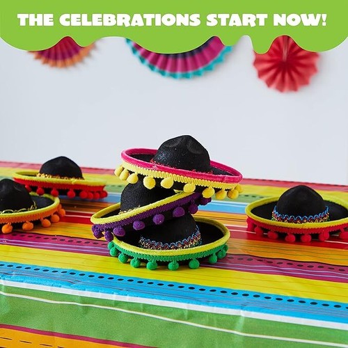 6PCS Cinco De Mayo Fiesta Fabric Sombrero Headbands Party Costume Fun Fiesta Hat - Picture 3 of 6