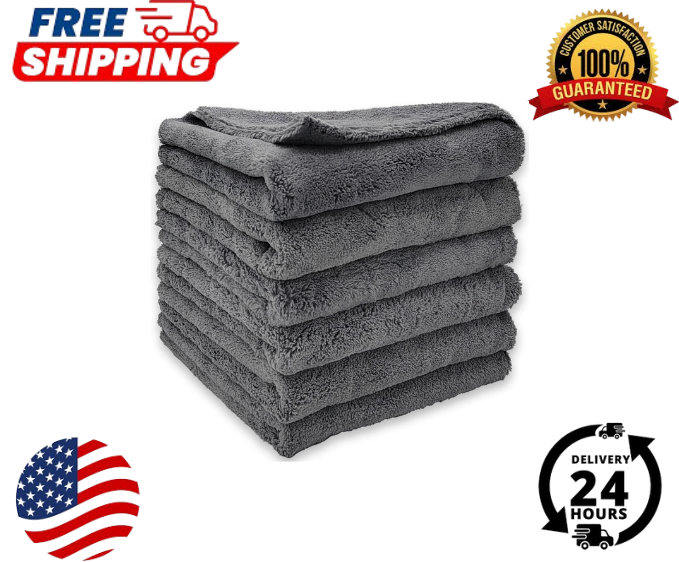 6-Pack Edgeless Coral Velvet Microfiber Towels 16x16 550 GSM
