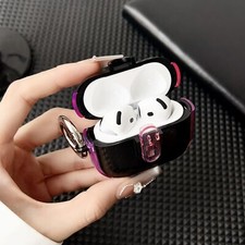 For AirPods Pro 2nd/1st 3rd 4th TPU PC Carbon Fiber Lock Case Front LED Visible