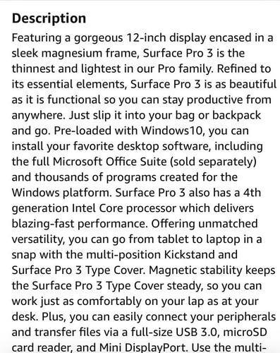 Microsoft Surface Pro 3 7 256 With Keyboard 2560 X 1600 Pixel Certified asurion - Picture 5 of 7