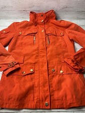 Trina Turk Orange and Purple Long Womens Jacket Small Buckle Accent Collar