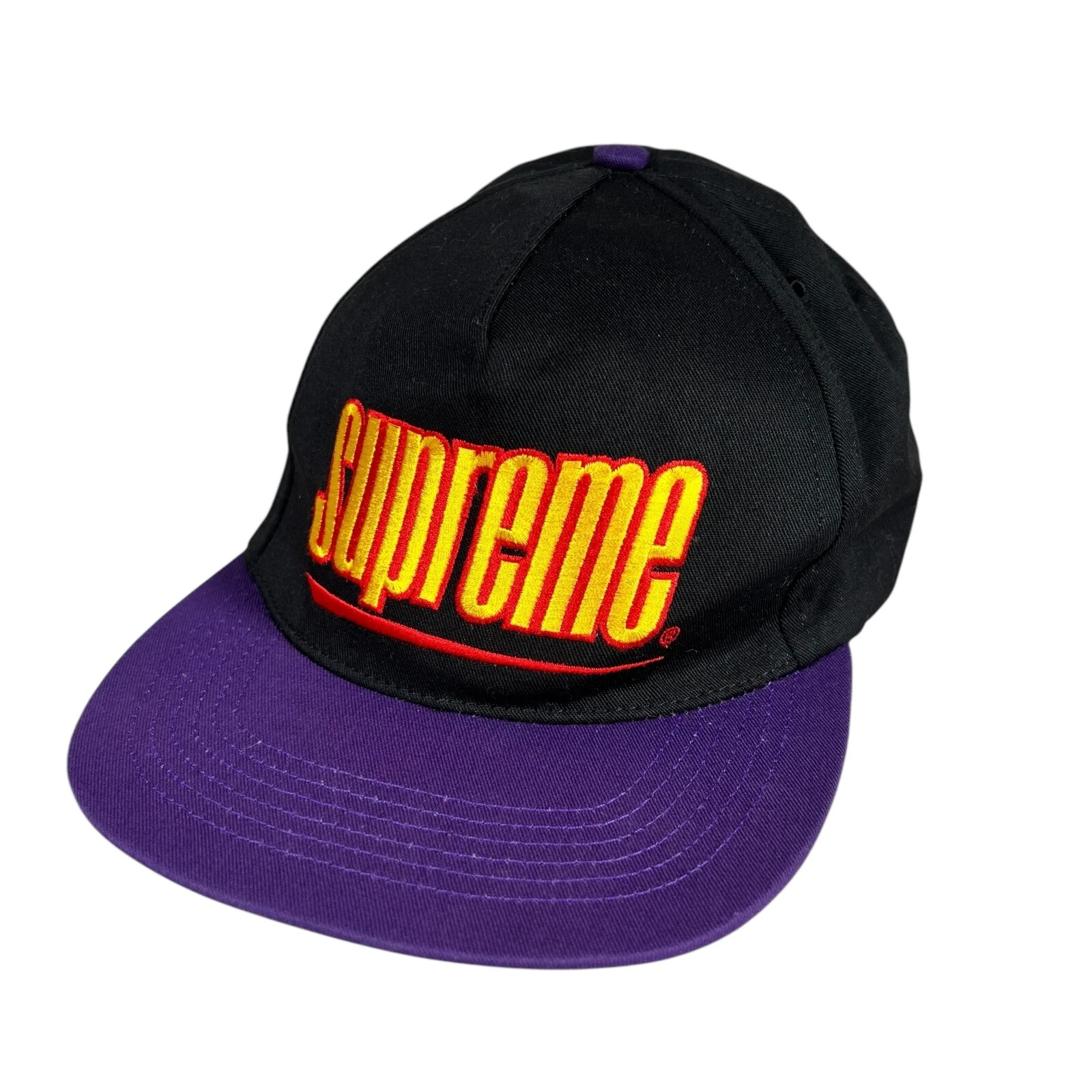 Casquette snapback Supreme unisexe adulte noir violet soulignement 5 panneaux taille unique