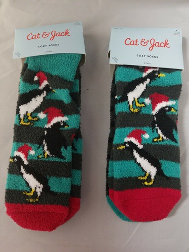 Lot of 5 = 10 Pairs Cat & Jack Girls 2pk Winter Penguin Ornaments Socks Holiday - Picture 3 of 9