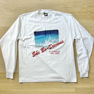 Vtg Ski Bo-Dacious Shirt XL Screen Stars Best L/S Single Stitch Tee Made USA EUC