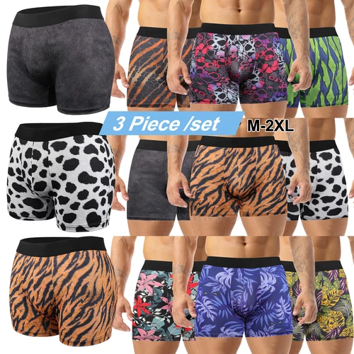 Herren 3er Pack Boxershorts Soft Unterwäsche Boxershorts Sport Trunks mit Fly Front - Bild 1 von 19