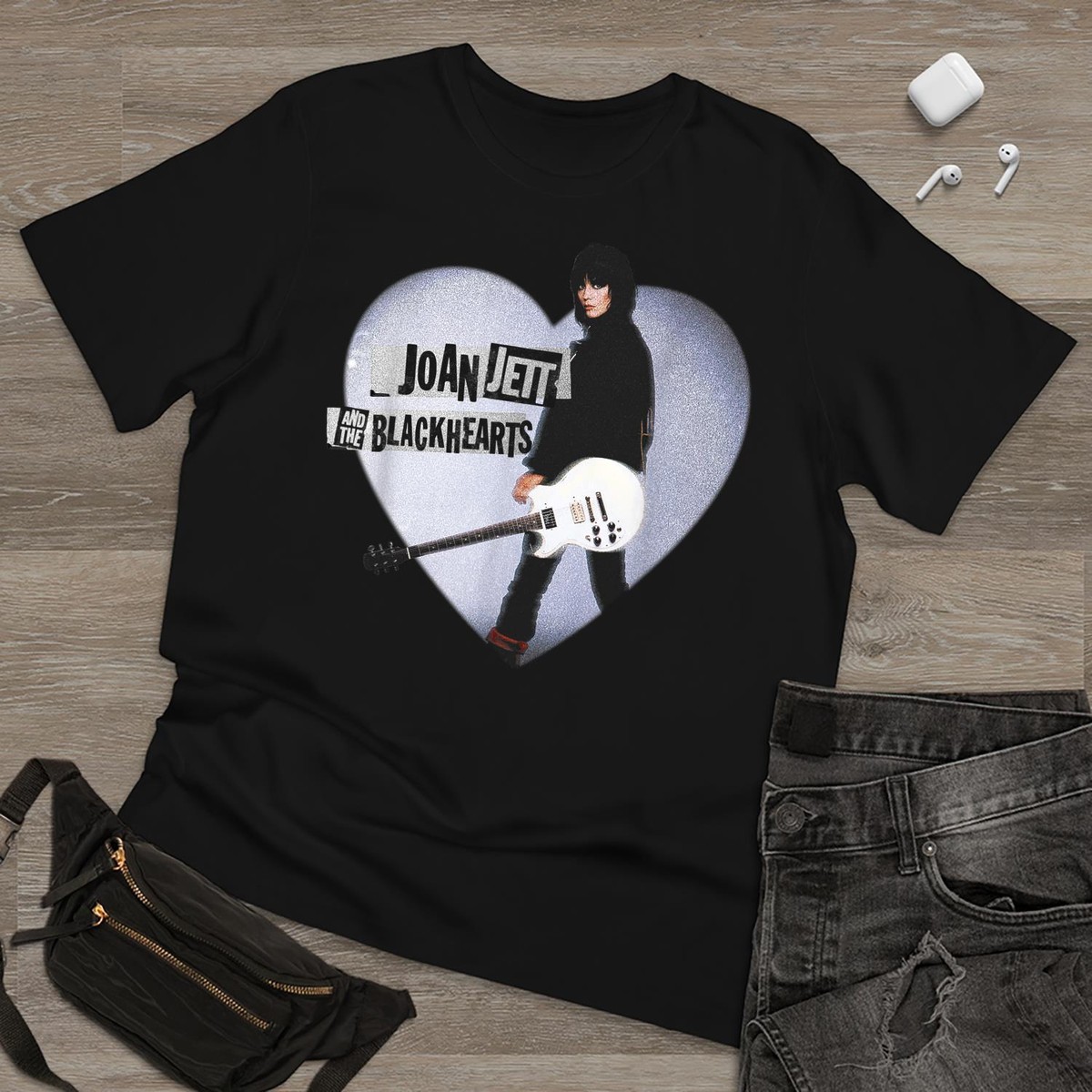 Joan Jett Official Heart Guitar Vintage T Shirt Men Fashion