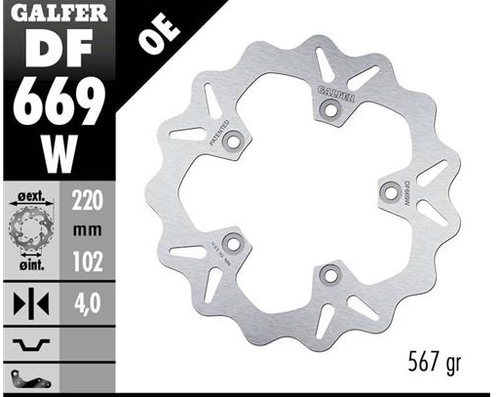 GALFER Disco De Freno Wave Posterior 220x4mm Para APRILIA TUONO 660 2021-2023 - Imagen 8 de 8