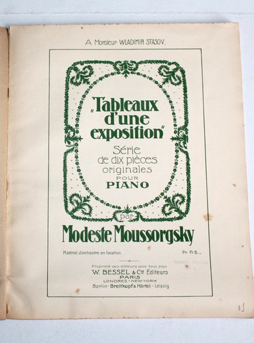 TABLEAUX D'UNE EXPOSITION 10 PIECES POUR PIANO de MODESTE MOUSSORGSKY, BESSEL ED - Picture 2 of 4
