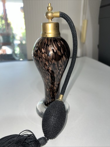 Mag Parfums Tall Glittery Brown Glass Atomizer Perfume Bottle Art Glass - Picture 2 of 12