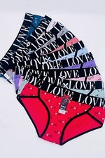 New Lot Of 12 Women Bikini Panties Briefs Love Sports Cotton Underwear Size M