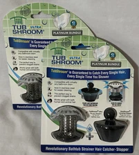 Two TUB SHROOM & STOPSHROOM Platinum Hair Catcher for Sinks and Bathtub Drains