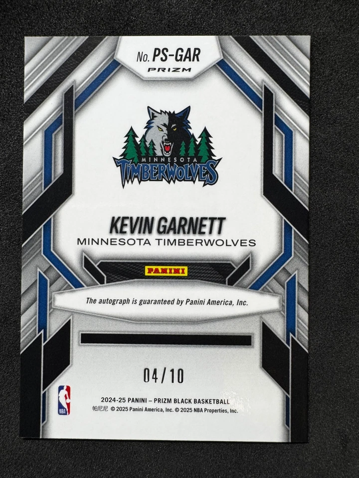 2024-25 Prizm черный Кевин Гарнетт плодовитые подписи золото авто 4/10 см. детали - Изображение 2 из 4