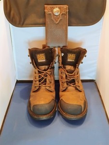 ARIAT OVERDRIVE BOOTS 6" MEN'S 9.5 D BRN &BLK COMPOSITE TOE  W WALLET BUNDLE