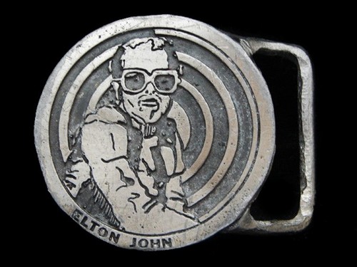 NE15167 VINTAGE 1970s **ELTON JOHN** MUSIC PEWTER BELT BUCKLE