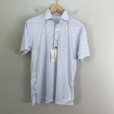 NEW Collars and Co Polo Mens Small White Blue Featherweight Shirt Dress Collar
