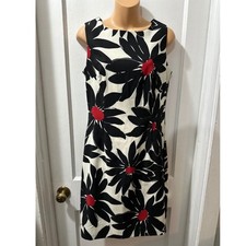 Ronni Nicole Black and White with Red Accent Floral Pattern Dress in 8