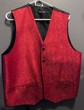 Umo Lorenzo Men's Formal Tuxedo Vest Red/Black Paisley Size M Regular