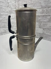 Vintage Italy Neopolitan Flip Coffee Pot Espresso Bakelite Handles Aluminum