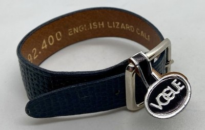 NEW VOGUE NOS VTG Black English Lizard Calf Leather Watch Band 16mm Wraparound