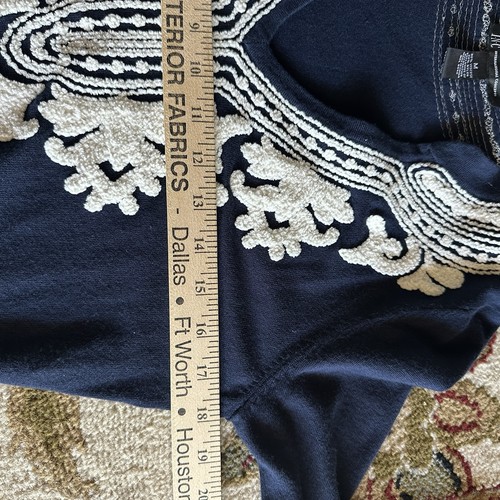 Top tunica donna INC International Concepts taglia media blu navy ricamato scollo a V - Foto 7 di 9