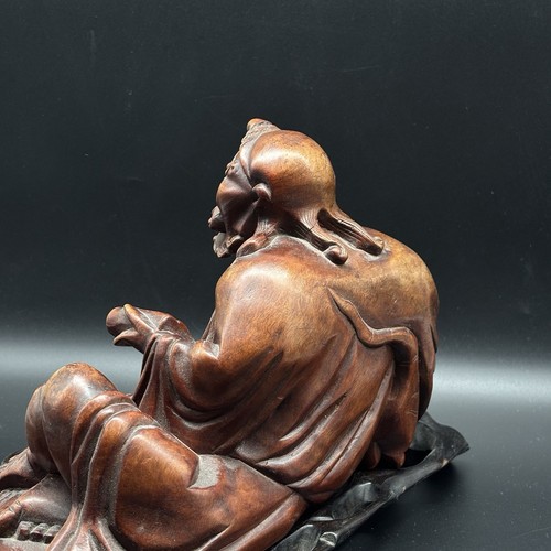 Asiatische Holzfigur Buddha Luohan Japan China Sammlung Nachlass zweiteilig asia - Bild 7 von 9