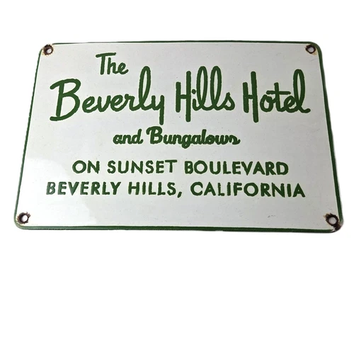 Vintage Beverly Hills Hotel Porcelain Sign - Sunset Boulevard Sign