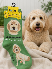 Labradoodle Foozys Fun Novelty Crew Socks 1 Pair - Green