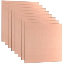 Adrattnay 8-Pack 99.9 Pure Copper Sheets Metal 4" x 4", 24 Gauge Copper Shee...