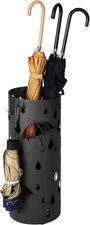 Umbrella Stand, Metal Umbrella Holder for Entryway, with Water Tray and 4 Hooks