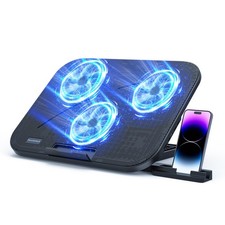 Laptop Cooling Pad, 3 Fans, 12-17 Inch, Height Adjustable, 2 USB, Phone Holder
