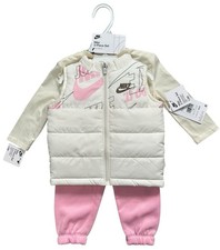 Nike Toddler Girls 3-Piece Set 12 M Jacket Long Sleeve Shirt  Jogger Pants Pink