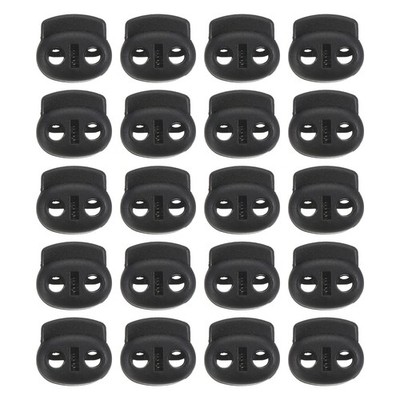 0.7x0.8'' Cord Locks 30 Pack Double Hole Spring End Toggle Stopper Black