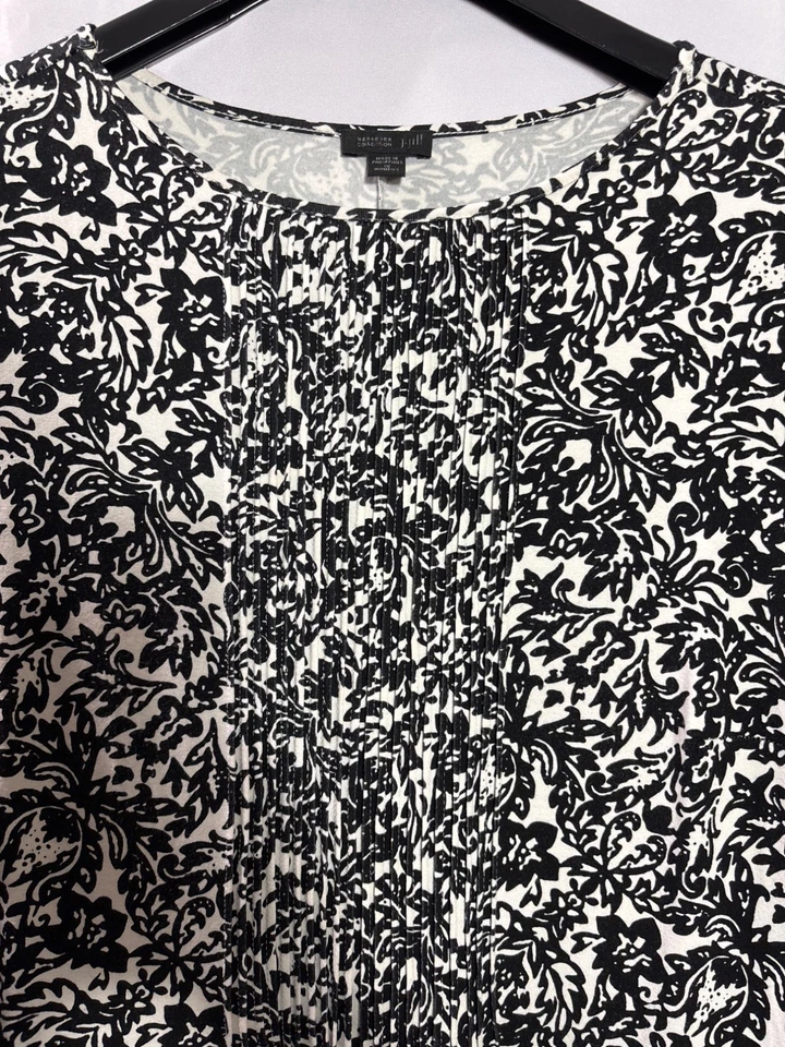 J. Jill Wearever Collection Black White Abstract Floral Midi Shift Dress 1X - Image 4 of 4