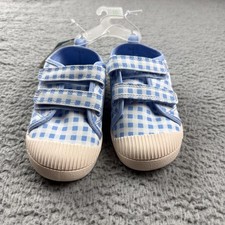 Cat Jack Shoes Kids Size 10 Blue Gingham Parker Sneaker Hook Loop Casual