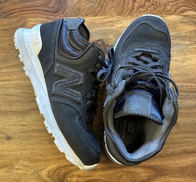 Women s New Balance 574 Classic Mid Black Suede Sneakers Shoes