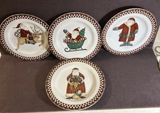 4 Sakura Oneida Ltd Christmas 8” Santa’s Spirit Holiday Plates Debbie Mumm 2001
