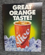 Great Orange Taste Slice Soda Vtg Advertising Sign PepsiCo Double Sided 14x11 on The Hot Collector