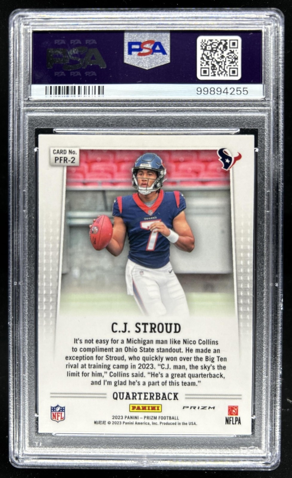 2023 Panini Prizm C.J. Stroud Flashback Rookie Prizm Silver RC #PFR-2 PSA 10 view 2