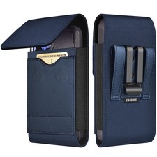 Cell Phone Holster with Belt Clip Magnetic Closure Card Holder Blue