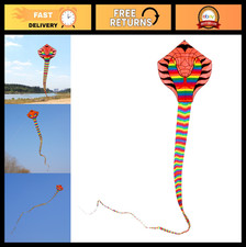 Large 52ft Colorful Cobra Snake Kite with Long Tails - Outdoor Fun Flying Tool