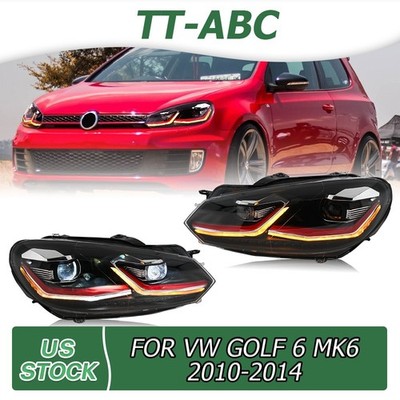 TT-ABC LED Headlights For 2010-2014 Volkswagen VW Golf 6 Mk6 DRL Dynamic Signals