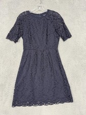 Madewell Dress Womens 2 Navy Blue Lace Short Sleeve Lined Cocktail Party Formal